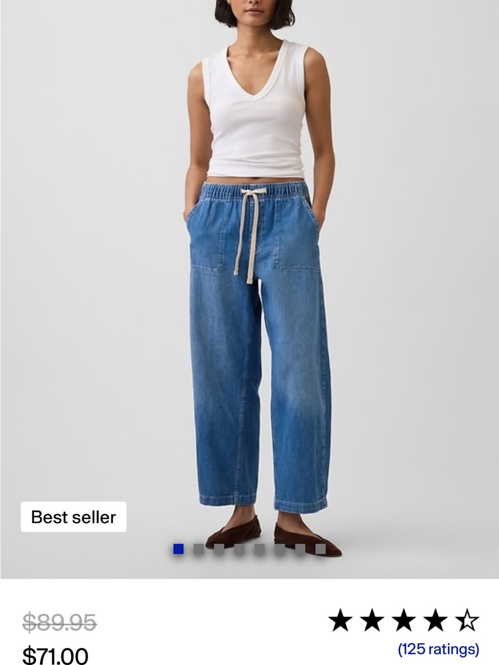 GAP Women's Light Blue Boyfriend Jeans with Drawstring